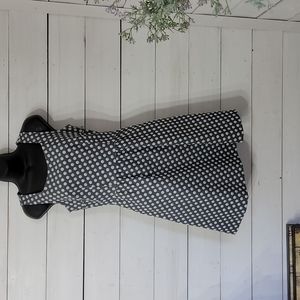 Size 4 The Limited Grey and white polka dot flair dress